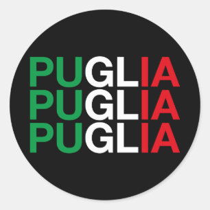 PUGLIA Italienska Flagga Runt Klistermärke