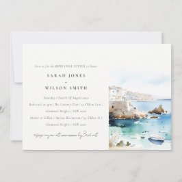Puglia Italy Watercolor Landscape Rehearsal Dinner Inbjudningar