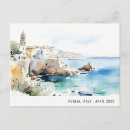 Puglia, Italy Watercolor Landscape Travel Helg Vykort