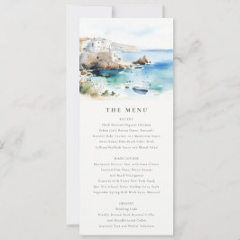 Puglia, Italy Watercolor Landscape Wedding Menu Inbjudningar