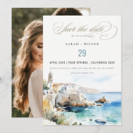 Puglia, Italy Watercolor Landscape Wedding Photo Spara Datumet