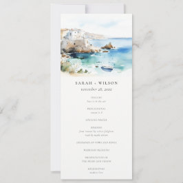 Puglia, Italy Watercolor Landscape Wedding Program