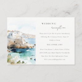 Puglia Italy Watercolor Scape Wedding Reception Tilläggskort