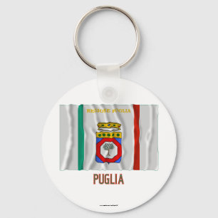 Puglia som viftar flagga med namn nyckelring