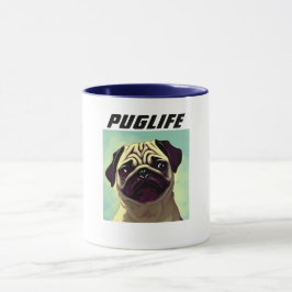 PUGLIFE Pug Puppy Hund Mugg Shot Cute Ögon Porträt