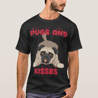 Pugliv Mopsar och kyssar Läppar och liten röd hund T Shirt