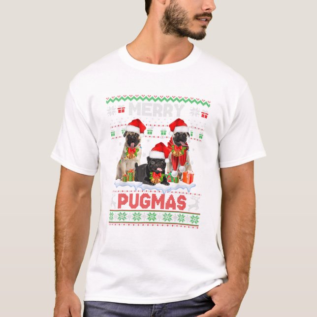 Pugmas jul ugly Pug T Shirt (Framsida)