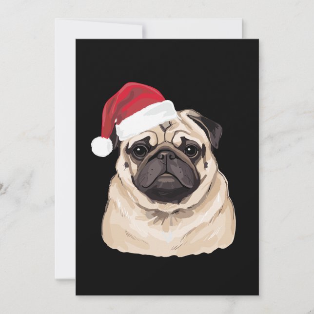 Pugmas Pug Tomtehatt God Jul Xmas Högtid Inbjudningar (Framsida)
