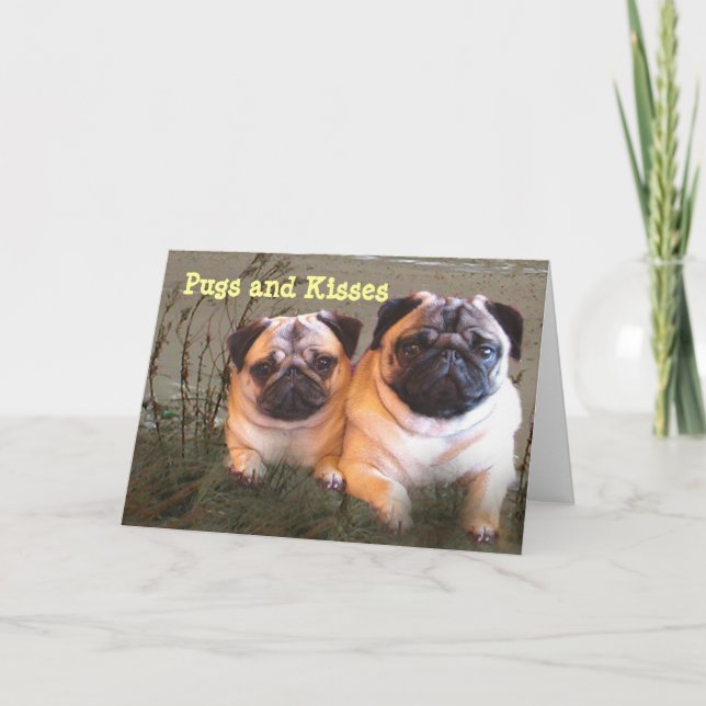 Pugs and Kisses Card Kort (Framsida)