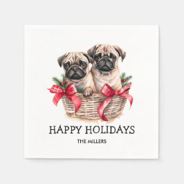 PUGS AND KISSES HUND-THEMED CHRISTMAS ANPASSNINGSB PAPPERSSERVETT