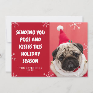 Pugs and Kisses your Pug Hund Pet Photo jul Julkort