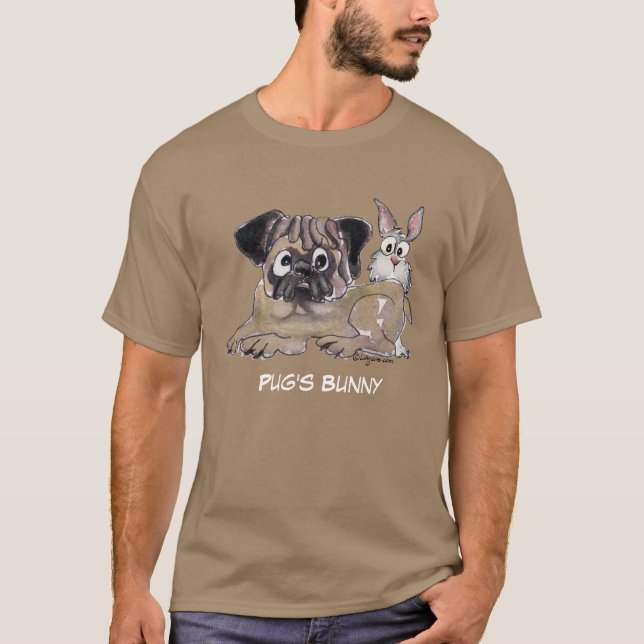 Pug's Bunny Cute Tecknad hund T-shirt (Framsida)