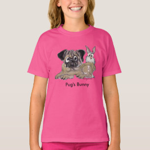 Pug's Bunny Cute Tecknad hund Tee