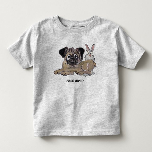 Pug's Bunny Cute Tecknad hund Tröja (Framsida)