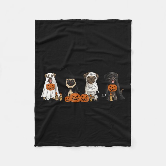 Pugs Dog Lovers - Pug Ghost Pug Witch Pug Hallowee Fleecefilt (Framsidan)