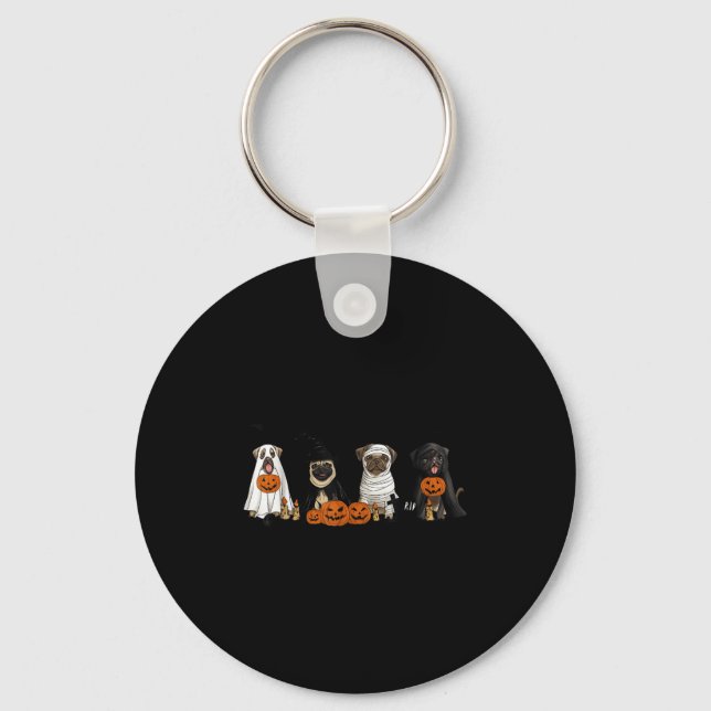 Pugs Dog Lovers - Pug Ghost Pug Witch Pug Hallowee Nyckelring (Framsida)