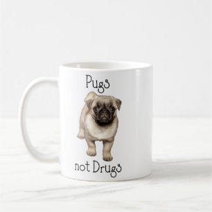Pugs, ej narkotika, kute-valpen-Hund Kaffemugg