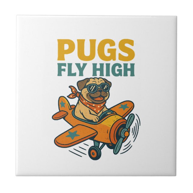 Pugs Fly High Kakelplatta (Framsidan)