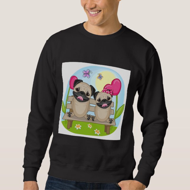 Pugs in Kärlek Essential T-Shirt 862 Lång Ärmad Tröja (Framsida)