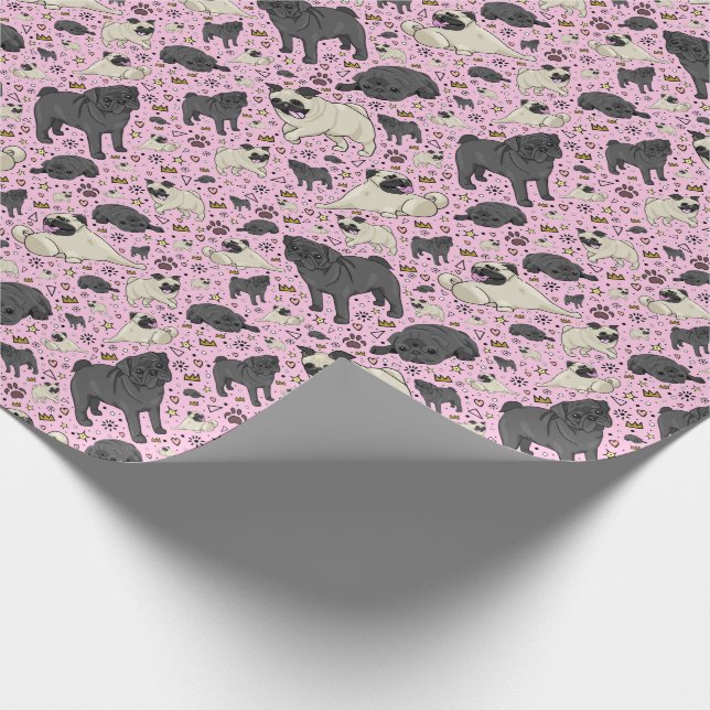 Pugs in Rosa Presentpapper (Hörn)