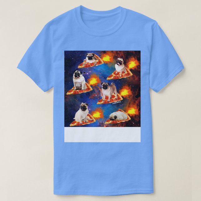 Pugs in Space Riding Pizza T Shirt (Design framsida)
