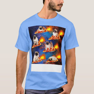 Pugs in Space Riding Pizza T Shirt