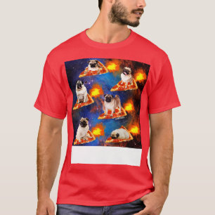 Pugs in Space Riding Pizza T Shirt