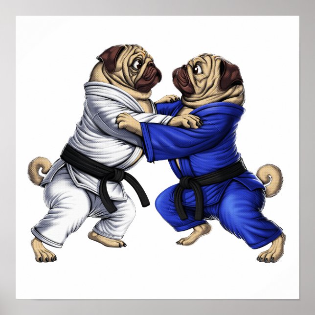 Pugs Jiu-Jitsu Wrestlers Poster (Framsidan)