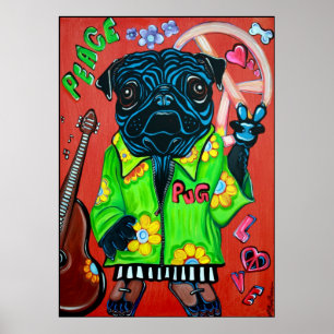 Pugs Kärlek Peace Poster