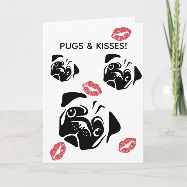Pugs & Kisses Birthday/Hälsning Kort (Framsida)