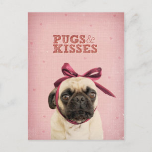 Pugs & Kisses by itslothepug Vykort