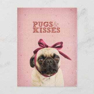 Pugs & Kisses by itslothepug Vykort