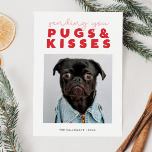 PUGS & KISSES Funny Pug Hund jul Julkort