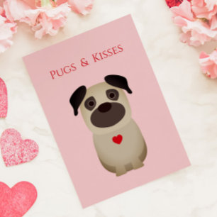 Pugs & Kisses, Pug Hund Valentine, Alla hjärtans d Anteckningskort