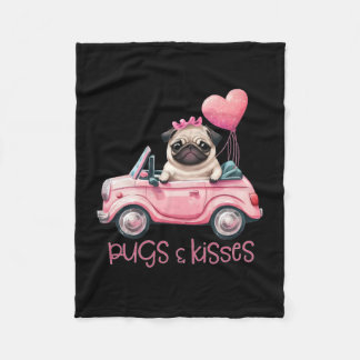 Pugs & Kisses Pug Valentindagen Fleecefilt