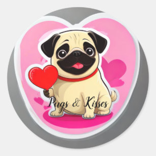 Pugs & Kisses Runt Klistermärke