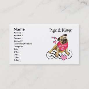 Pugs & Kisses Valentine Pug Biz-kort Visitkort