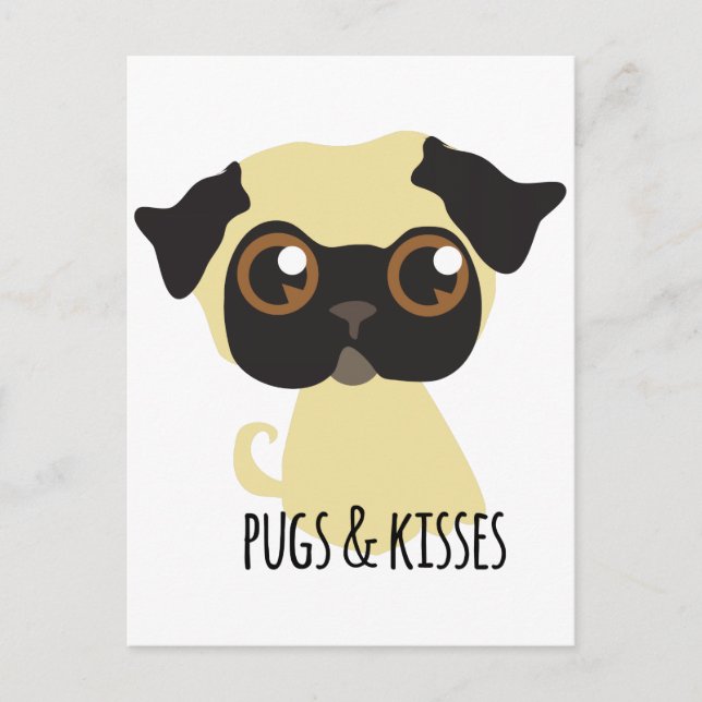 Pugs & Kisses Vykort (Framsida)