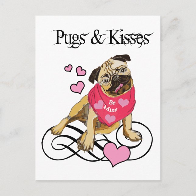Pugs & Kisses Vykort (Framsida)