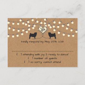 Pugs med Party Ljus-svarskort Inbjudningar