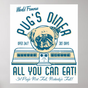 Pug's Middag 50's Retro Vintage affisch