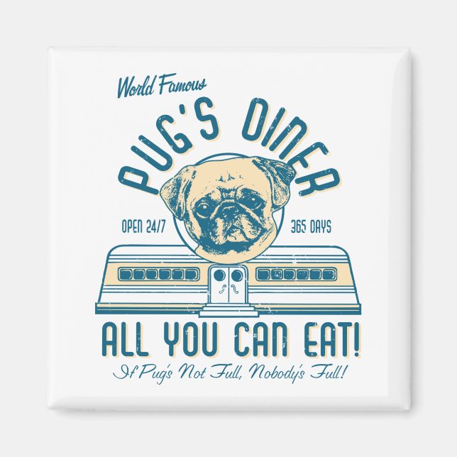 Pug's Middag 50s Retro Vintage Magnets Magnet (Framsidan)