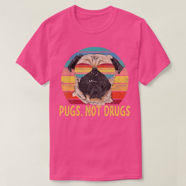 Pugs Not Drug Pug Hund älskare Gifts T Shirt (Design framsida)