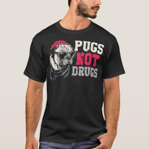 Pugs not Drug Retro Coola Pug Rolig hund Pugs Älsk T Shirt