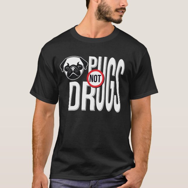Pugs Not Drug Typography Graphics Tröja (Framsida)