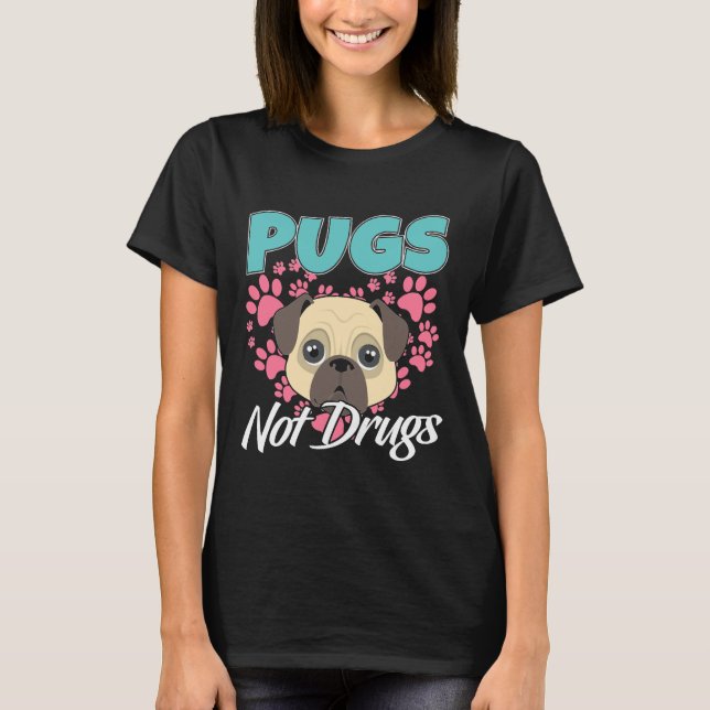 Pugs Not Drugs Mops Hundar Classic T-Shirt 804 (Framsida)