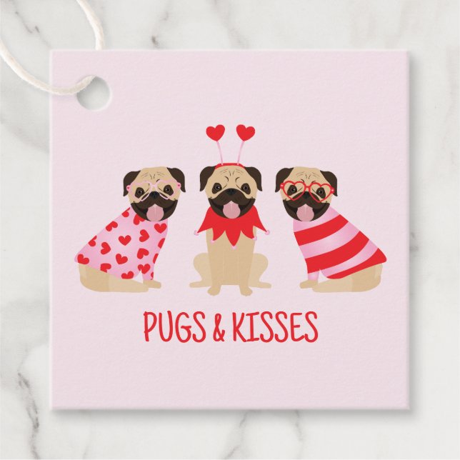 Pugs och Kisses Cute Pug Hundar Gåvor Etiketter (Framsida)