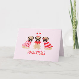 Pugs och Kisses Cute Pug Hundar Helgkort