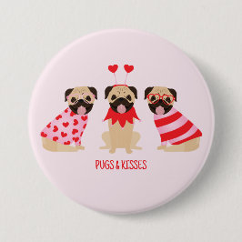 Pugs och Kisses Cute Pug Hundar Knapp