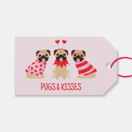 Pugs och Kisses Cute Pug Hundar Presentetikett